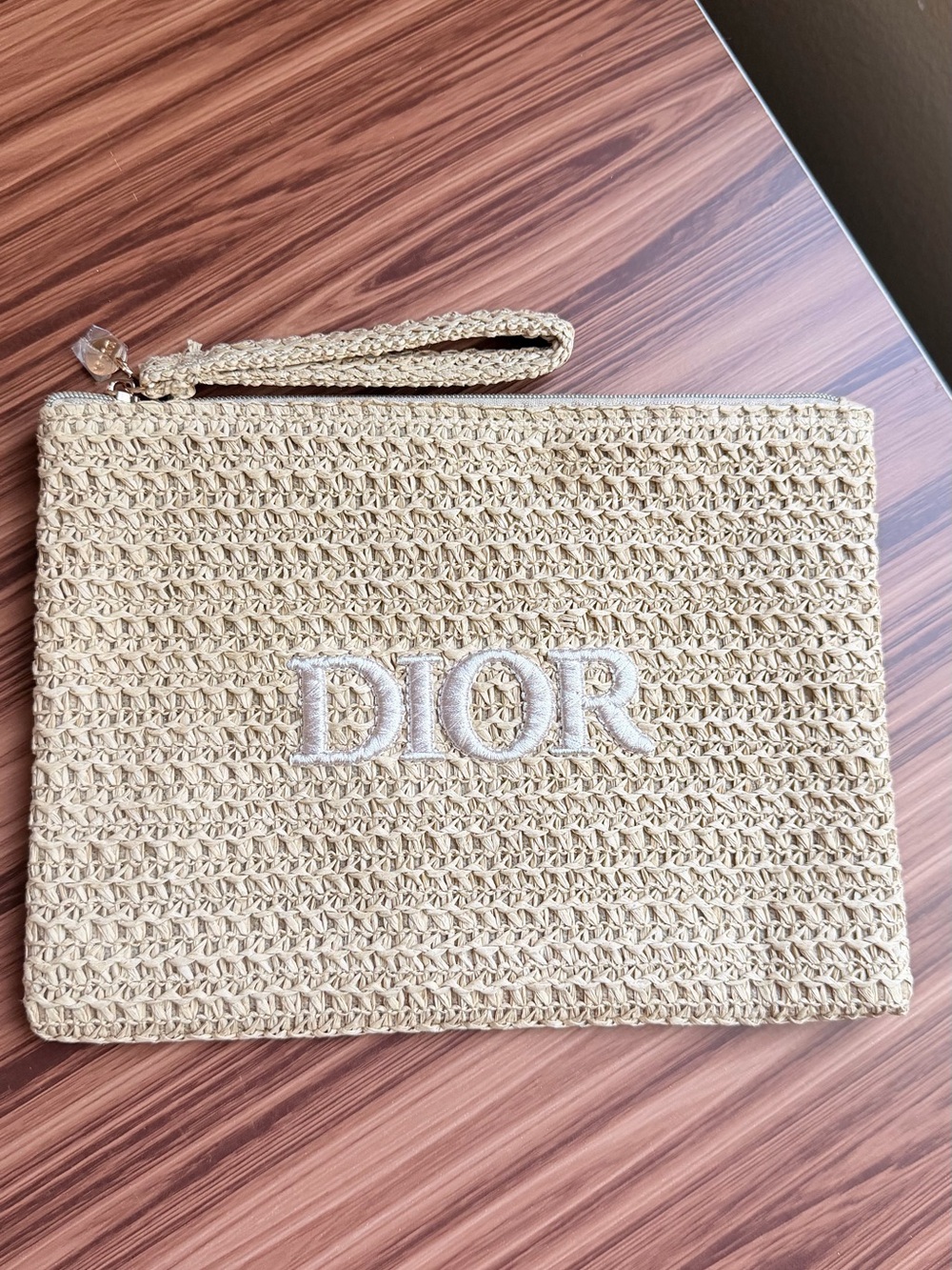 Dior Beauty GWP Beige Woven Wristlet Pouch